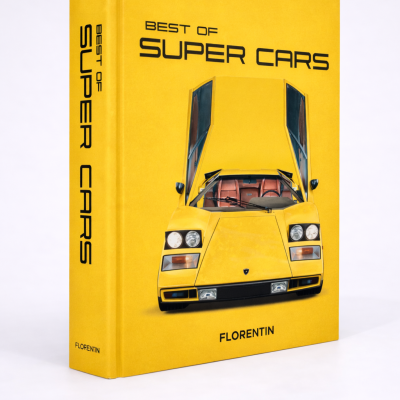 Couverture du beau livre Best of Supercars, photographie de voitures de sport, Éditions Florentin.